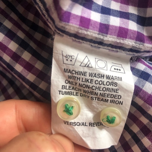 Tommy Hilfiger Blue and Purple Checked Button Down Shirt Large - Picture 6 of 6